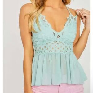 NWOT Love Tree seafoam green lace cami